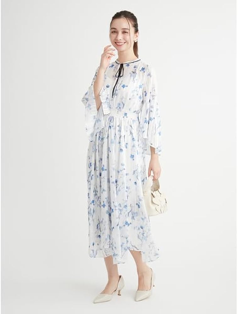 【最終値下げ！】ボウタイフラワープリントワンピース CELFORD｜ボウタイフラワープリントワンピース